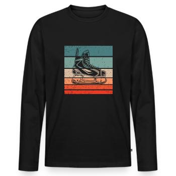 Hockey sur glace Patin à glace Style Rétro Vintage - T-shirt manches longues Premium bio Homme - noir - Devant - Nico (187cm)