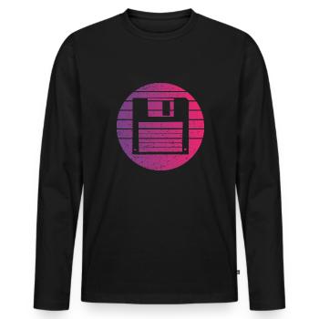 Floppy Retro Style Vintage - Men's Premium Organic Long Sleeve Shirt - black - Front - Nico (187cm)