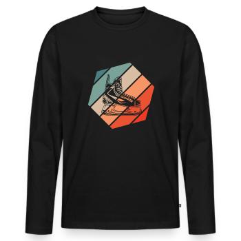 Hockey sur glace Patin à glace Style Rétro Vintage - T-shirt manches longues Premium bio Homme - noir - Devant - Nico (187cm)