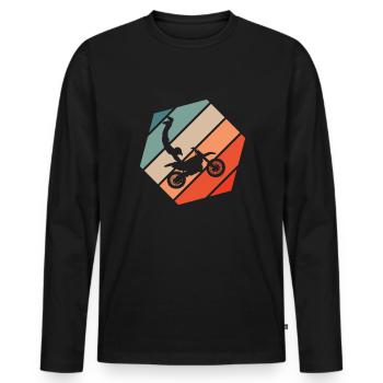 Motocross Seatgrab Retro Style Vintage - T-shirt manches longues Premium bio Homme - noir - Devant - Nico (187cm)
