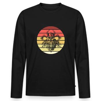 Viking Skull Retro Style Vintage - T-shirt manches longues Premium bio Homme - noir - Devant - Nico (187cm)