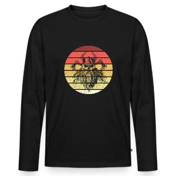 Viking Skull Retro Style Vintage - T-shirt manches longues Premium bio Homme - noir - Devant - Nico (187cm)