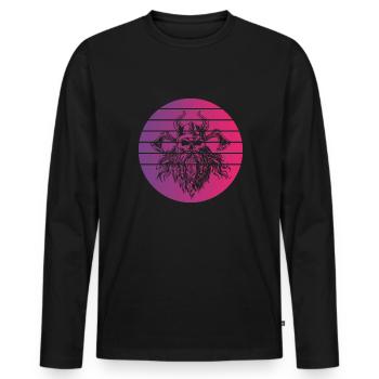 Viking Skull Retro Style Vintage - T-shirt manches longues Premium bio Homme - noir - Devant - Nico (187cm)