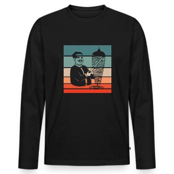 Doner Kebab Retro Style Vintage - T-shirt manches longues Premium bio Homme - noir - Devant - Nico (187cm)
