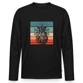 Pirate Skull Retro Style Vintage - T-shirt manches longues Premium bio Homme - noir - Devant - Nico (187cm)