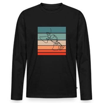 Wein Sommelier Retro Style Vintage - Männer Premium Bio Langarmshirt - Schwarz - Vorne - Nico (187cm)