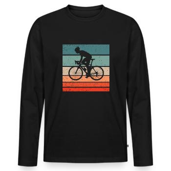 Cycliste de route Retro Style Vintage - T-shirt manches longues Premium bio Homme - noir - Devant - Nico (187cm)