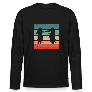 Motorradfahrer Faustgruß Retro Style Vintage - Männer Premium Bio Langarmshirt - Schwarz - Vorne - Nico (187cm)