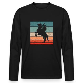 Cowboy Horse Pesade Retro Style Vintage - T-shirt manches longues Premium bio Homme - noir - Devant - Nico (187cm)