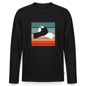 Poignée de main noir blanc Style rétro Vintage - T-shirt manches longues Premium bio Homme - noir - Devant - Nico (187cm)