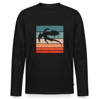 Drache Retro Style Vintage - Männer Premium Bio Langarmshirt - Schwarz - Vorne - Nico (187cm)