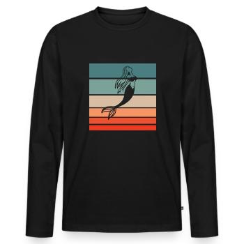 Sirène Retro Style Vintage - T-shirt manches longues Premium bio Homme - noir - Devant - Nico (187cm)