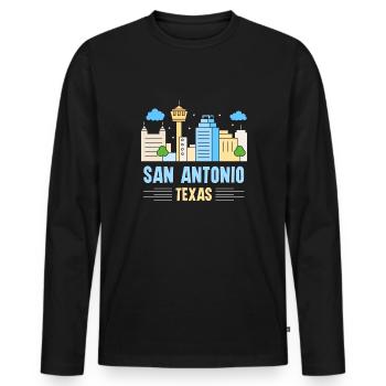 Design d’horizon coloré de San Antonio pour San fier - T-shirt manches longues Premium bio Homme - noir - Devant - Nico (187cm)