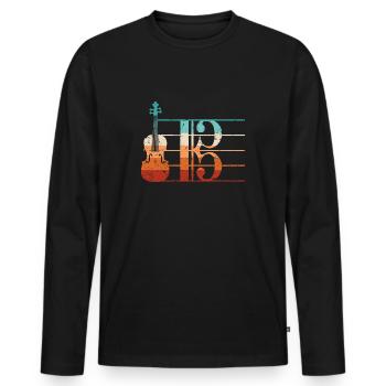 Clé d’alto Clé d’alto Partition Alto - T-shirt manches longues Premium bio Homme - noir - Devant - Nico (187cm)