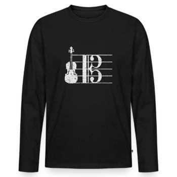 Clé d’alto Clé d’alto Partition Alto - T-shirt manches longues Premium bio Homme - noir - Devant - Nico (187cm)