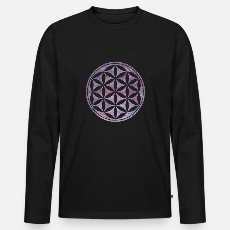 blume des lebens e 62 - Männer Premium Bio Langarmshirt - Schwarz