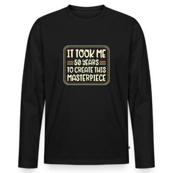 50 ans pour créer ce chef-d’œuvre Retro - T-shirt manches longues Premium bio Homme - noir - Devant - Nico (187cm)