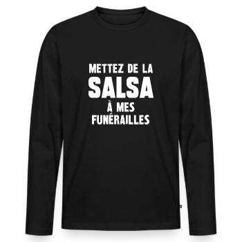 mettez de la salsa mes funérailles - T-shirt manches longues Premium bio Homme - noir - Devant - Nico (187cm)