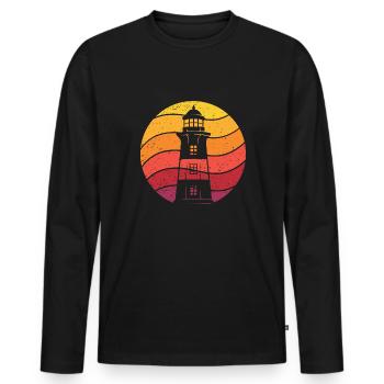 Leuchtturm Retro Style Vintage - Männer Premium Bio Langarmshirt - Schwarz - Vorne - Nico (187cm)