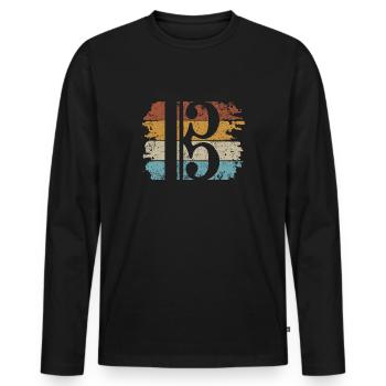 Clé alto, alto, alto, clef - T-shirt manches longues Premium bio Homme - noir - Devant - Nico (187cm)