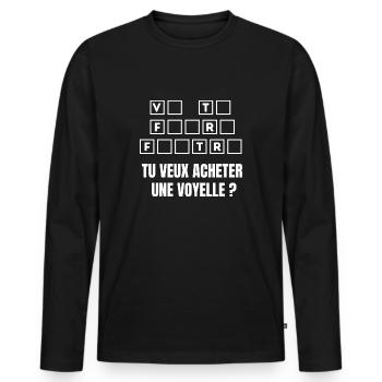va te faire foutre - T-shirt manches longues Premium bio Homme - noir - Devant - Nico (187cm)