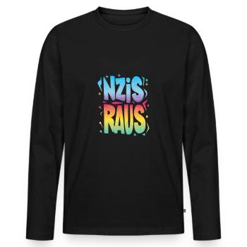 Nazis raus, Gegen AFD, Gegen Rechts, Faschismus - Männer Premium Bio Langarmshirt - Schwarz - Vorne - Nico (187cm)