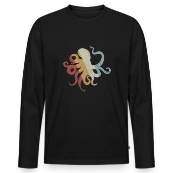Octopus Retro Style Vintage - Men's Premium Organic Long Sleeve Shirt - black - Front - Nico (187cm)