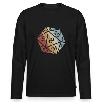 20-sided Cube Retro Style Vintage - Men's Premium Organic Long Sleeve Shirt - black - Front - Nico (187cm)