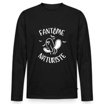 fantôme naturiste - T-shirt manches longues Premium bio Homme - noir - Devant - Nico (187cm)