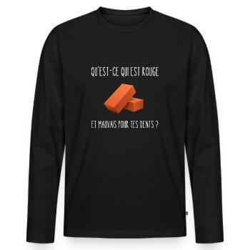 mauvais pout tes dents - T-shirt manches longues Premium bio Homme - noir - Devant - Nico (187cm)
