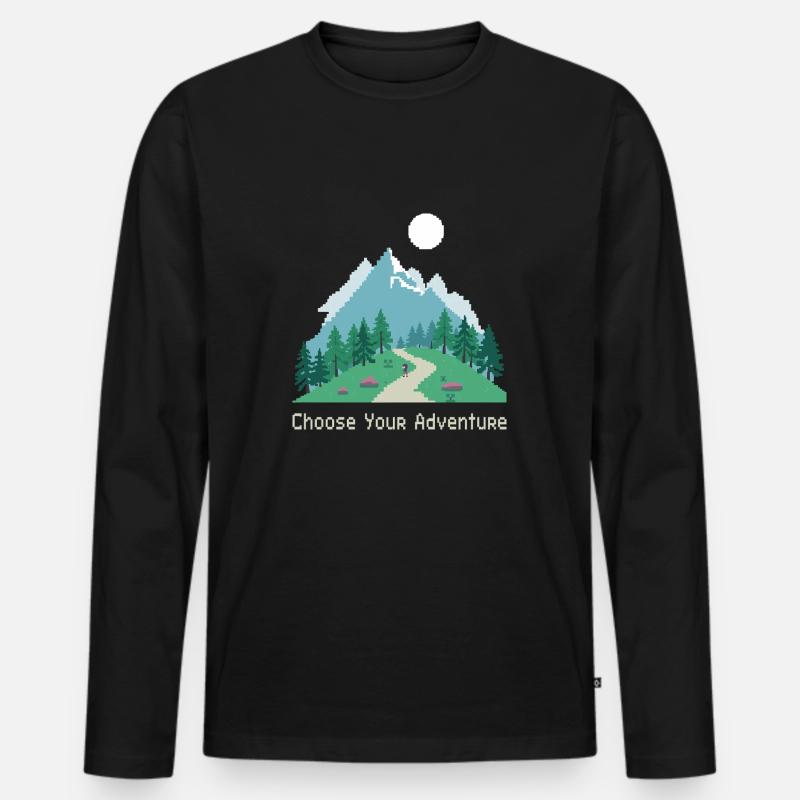 Retro Gaming Abenteuer - Männer Premium Bio Langarmshirt - Schwarz