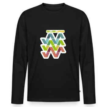 SUBURB HORIZONTAL WHITE - Men's Premium Organic Long Sleeve Shirt - black - Front - Nico (187cm)