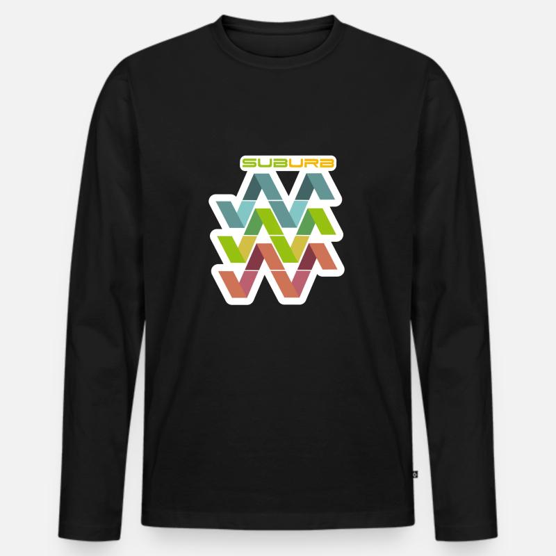 HORIZONTAL WHITE SUBURB - Männer Premium Bio Langarmshirt - Schwarz