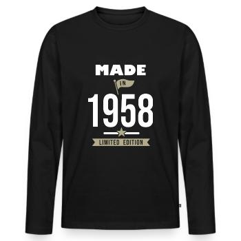MADE IN 1958 cadeau anniversaire 63 ans - T-shirt manches longues Premium bio Homme - noir - Devant - Nico (187cm)