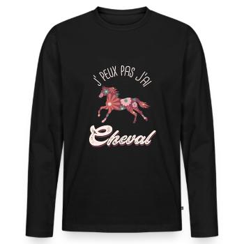 je peux pas j ai cheval Humour équitation - T-shirt manches longues Premium bio Homme - noir - Devant - Nico (187cm)