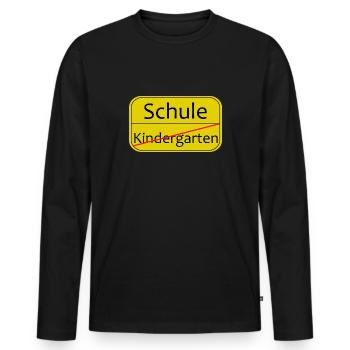 Schule Kindergarten endlich Schüler - Männer Premium Bio Langarmshirt - Schwarz - Vorne - Nico (187cm)