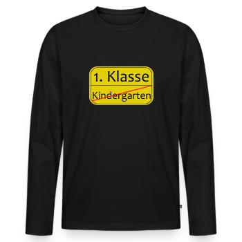 Kindergarten Schule 1 Klasse - Männer Premium Bio Langarmshirt - Schwarz - Vorne - Nico (187cm)
