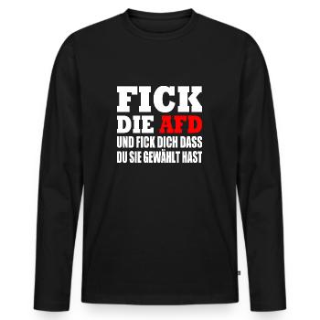 fick die afd - Männer Premium Bio Langarmshirt - Schwarz - Vorne - Nico (187cm)