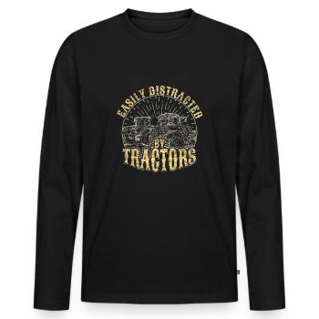 Tracteur disant - T-shirt manches longues Premium bio Homme - noir - Devant - Nico (187cm)