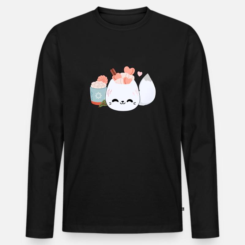 Niedlicher Polarfuchs - Männer Premium Bio Langarmshirt - Schwarz