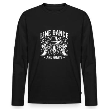 Chèvres et danse en ligne Chèvre drôle avec Stetson - T-shirt manches longues Premium bio Homme - noir - Devant - Nico (187cm)