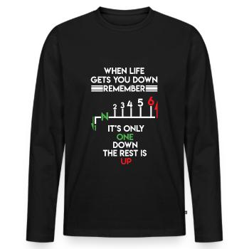 Motorbike Motorcycle Gears When Life Gets You Down - Männer Premium Bio Langarmshirt - Schwarz - Vorne - Nico (187cm)