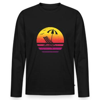 Urlaub Retro Style Vintage - Männer Premium Bio Langarmshirt - Schwarz - Vorne - Nico (187cm)