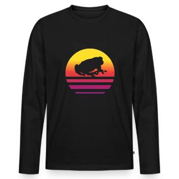 Frog Retro Style Vintage - Men's Premium Organic Long Sleeve Shirt - black - Front - Nico (187cm)