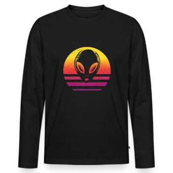 Alien Retro Style Vintage - Männer Premium Bio Langarmshirt - Schwarz - Vorne - Nico (187cm)