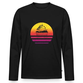 Cupcake Retro Style Vintage - Männer Premium Bio Langarmshirt - Schwarz - Vorne - Nico (187cm)
