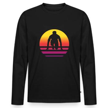 Running Retro Style Vintage - Men's Premium Organic Long Sleeve Shirt - black - Front - Nico (187cm)