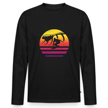 Surfen Retro Style Vintage - Männer Premium Bio Langarmshirt - Schwarz - Vorne - Nico (187cm)