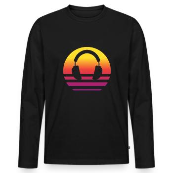 Headphones Retro Style Vintage - Men's Premium Organic Long Sleeve Shirt - black - Front - Nico (187cm)