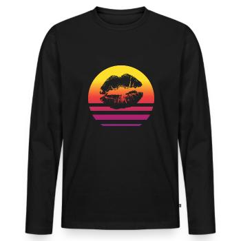 Lèvres Retro Style Vintage - T-shirt manches longues Premium bio Homme - noir - Devant - Nico (187cm)